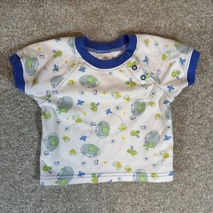 Hanna Andersson Baby Shirt Size‎ 6-12m (70) White Green Frog Print Short Sleeve